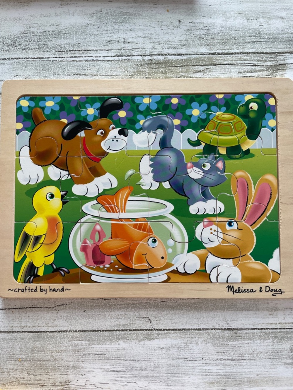 Melissa & Doug Pets Wooden Jigsaw Puzzle - Colorful Animal Scene
